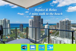 Broadbeach oceanview apartment Level 26 with carpark - 4 mins walk to the beach